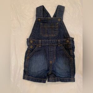 Carters Denim Short Overalls Baby Boy Size 12 Months Dark Wash
